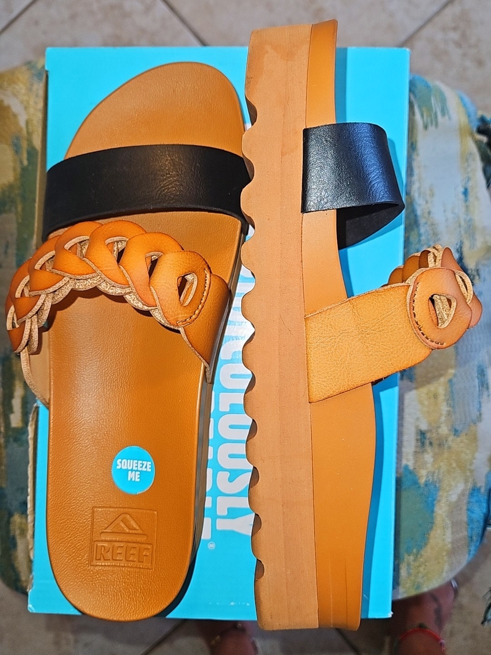 Reef Vista Hi Twist sandals Conga Brown & Black Braided Platform Sandal - Picture 2 of 5